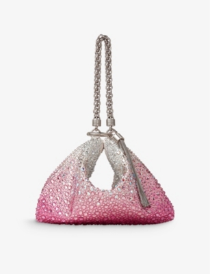 Pink Star crystal-embellished silver-tone clutch