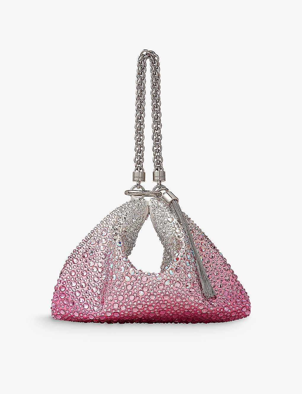Jimmy Choo Callie Medium Crystal-embellished Satin Clutch Bag In Candy Pink/silver