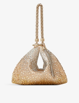 JIMMY CHOO: Callie crystal-embellished satin clutch bag