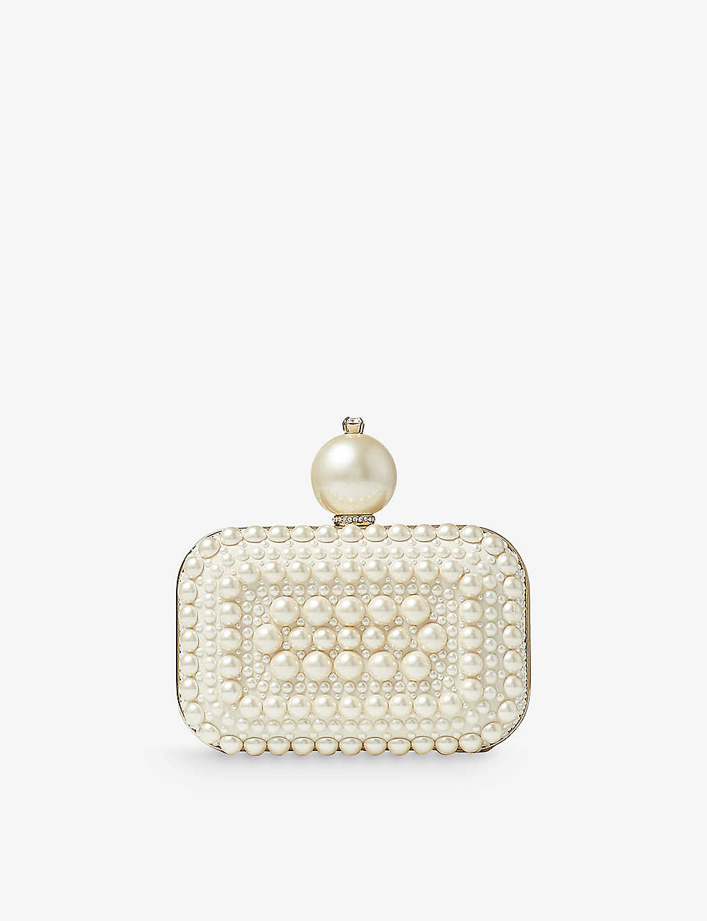 Jimmy Choo Micro Cloud Pearl And Crystal-embellished Suede Clutch Bag In White/white