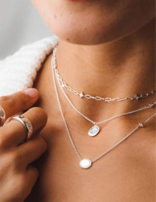 Astley Clarke Womens 925 Sterling Silver Celestial Mini Star-engraved Sterling-silver And White Sapp In 925 Sterling Silver