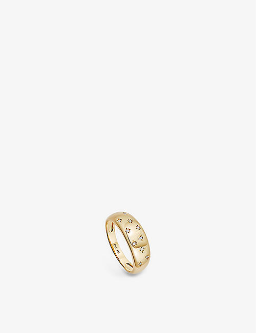 ASTLEY CLARKE: Celestial mini star-engraved 18ct yellow gold-plated vermeil sterling-silver and white sapphire ring