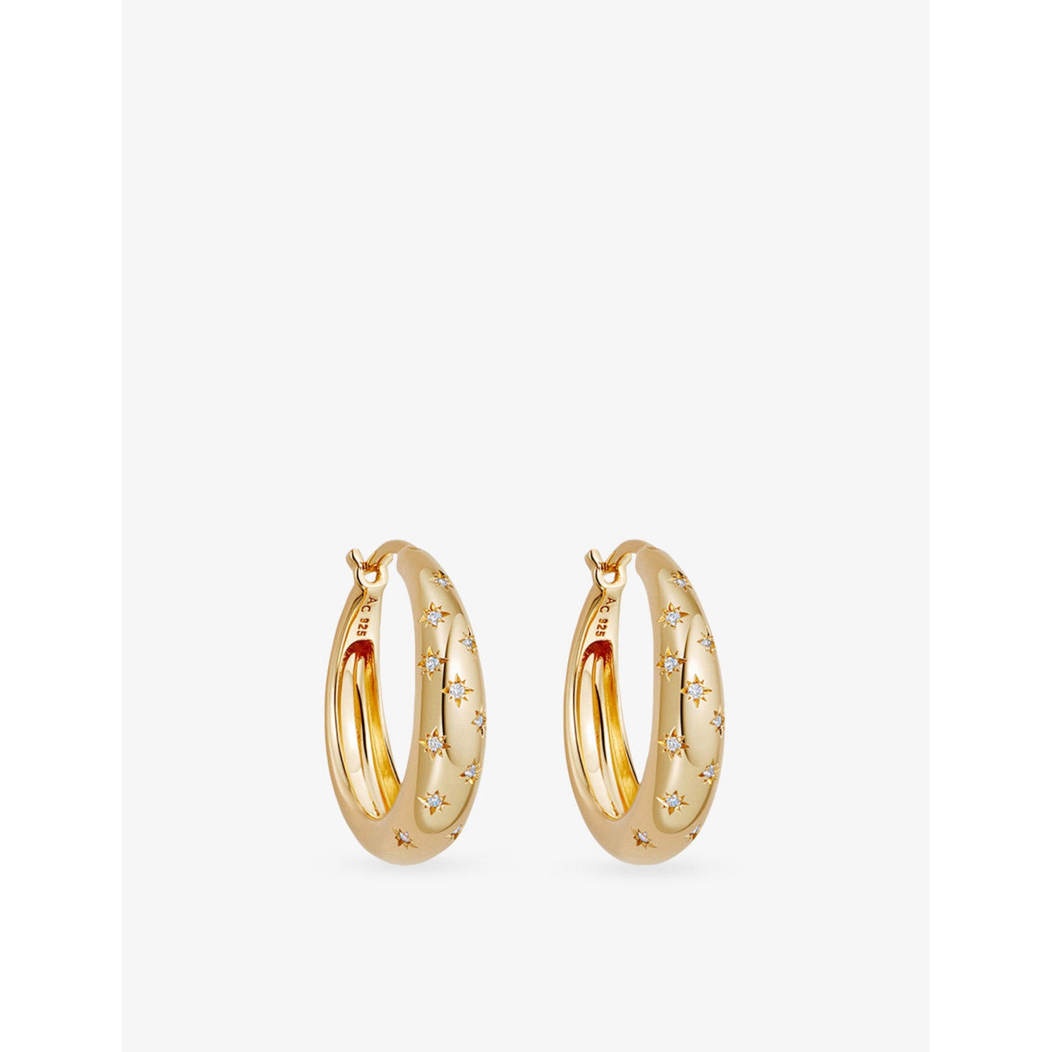 Astley Clarke Celestial Tiny Star 18ct Yellow Gold-Plated Sterling Silver White Sapphire Hoop Earrings