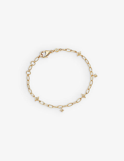 ASTLEY CLARKE: Celestial charm-embellished 18ct yellow gold-plated vermeil sterling-silver and white sapphire bracelet