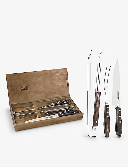 TRAMONTINA: BBQ Churrasco stainless-steel carving knife set of 3