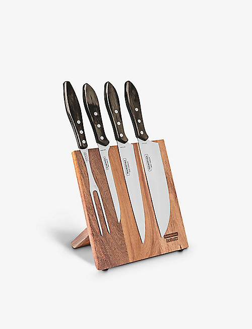 TRAMONTINA: Magnetic wooden knife block five-piece set