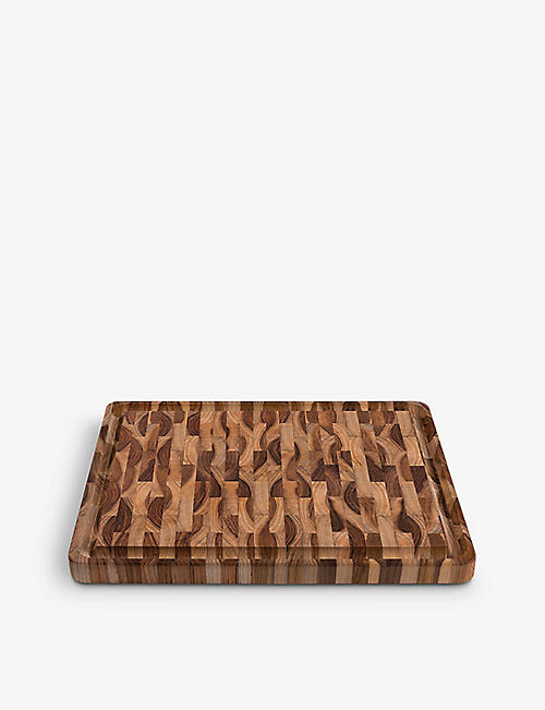 TRAMONTINA: Rectangular grained teak-wood chopping board 45cm x 34cm