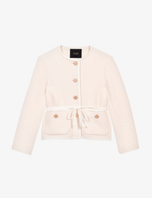 MAJE: Belted braided-trim woven jacket