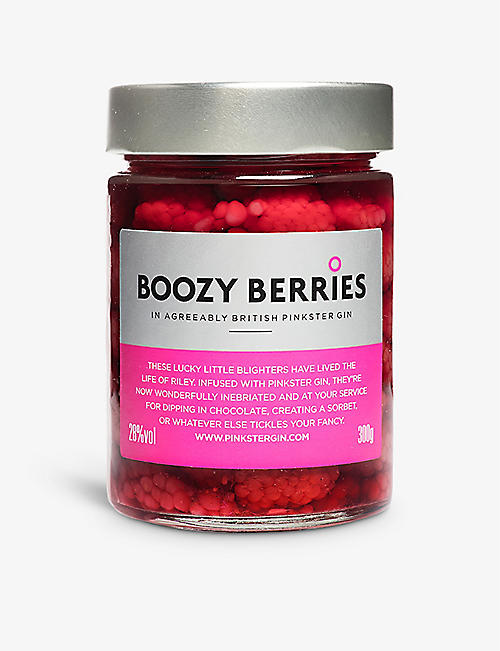 CONDIMENTS & PRESERVES: Pinkster gin-infused boozy berries 300g