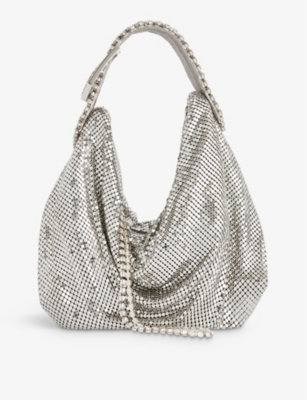 Gedebe Womens Silver Jill Rhinestone-embellished Woven Shoulder Bag ...