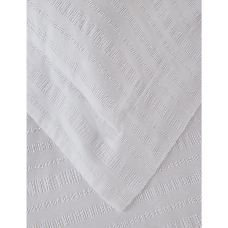 The White Company White Penzance Striped Super-king Cotton Duvet Cover