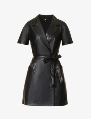 PAIGE: Lowen belted faux-leather mini dress