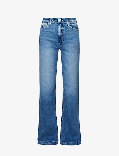 PAIGE: Leenah wide-leg high-rise stretch-denim jeans