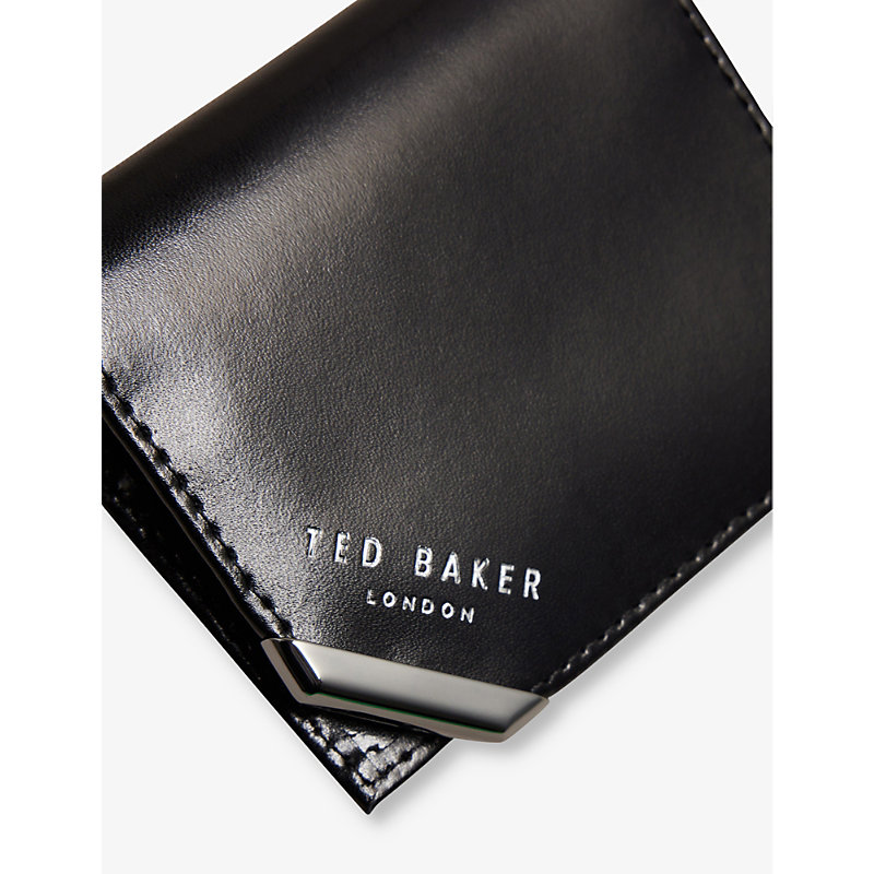 Shop Ted Baker Men's Black Corrall Logo-embossed Leather Card Holder