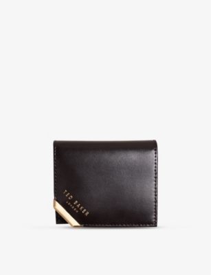 Ted Baker Mens Brn-choc Corrall Logo-embossed Leather Card Holder