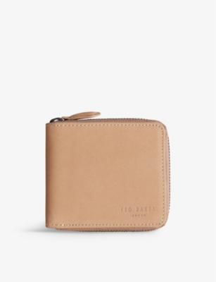 Ted Baker Mens Brown Krolt Logo-debossed Zip-around Leather Wallet