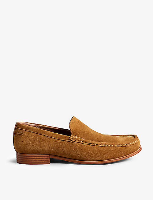 TED BAKER: Labis resin-sole slip-on suede penny loafers