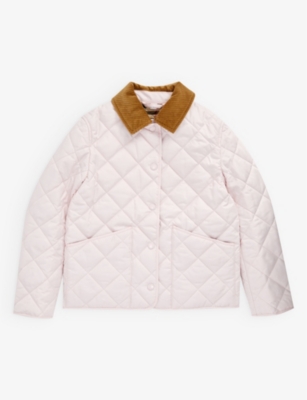 BURBERRY BURBERRY GIRLS ALABASTER PINK KIDS CORDUROY-COLLAR QUILTED SHELL JACKET 3-14 YEARS,65377681