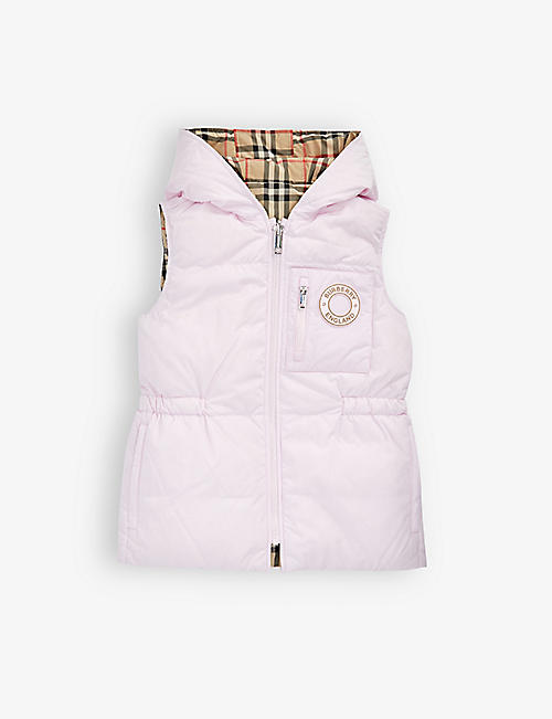 BURBERRY: Reversible logo-patch shell-down vest 3-14 years