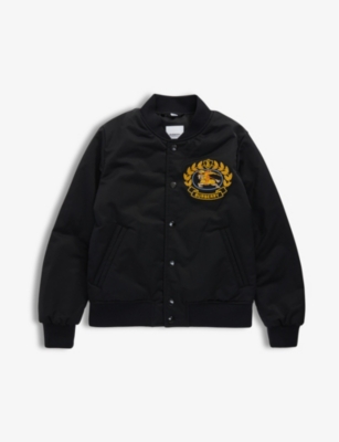 Burberry Equestrian Knight-print Bomber Jacket In Black