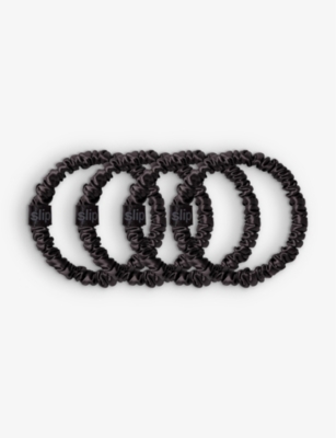 Shop Slip Black Skinny Silk Scrunchies Pack Of Four