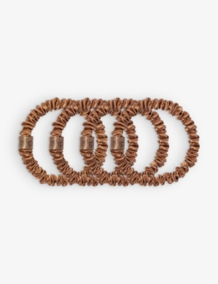 Slip Copper Skinny Silk Scrunchies Pack Of Four In Copper