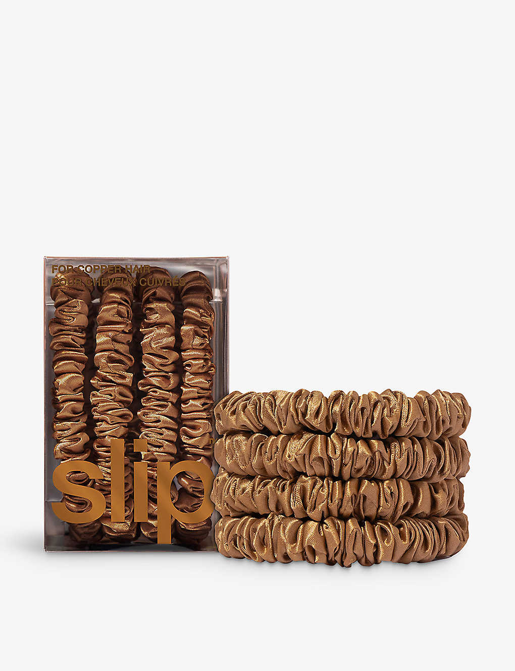 Slip Copper Skinny Silk Scrunchies Pack Of Four