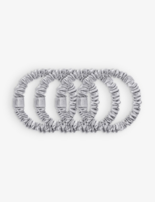 Slip Silver Skinny Silk Scrunchies Pack Of Four In Silver