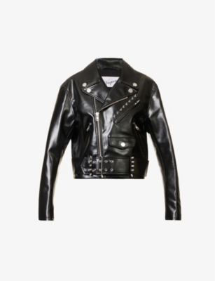 VAQUERA: Stud-embellished regular-fit faux-leather jacket