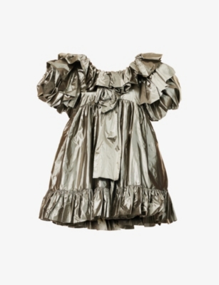 VAQUERA NYC: Zandra ruffle-trim puff-hem woven mini dress