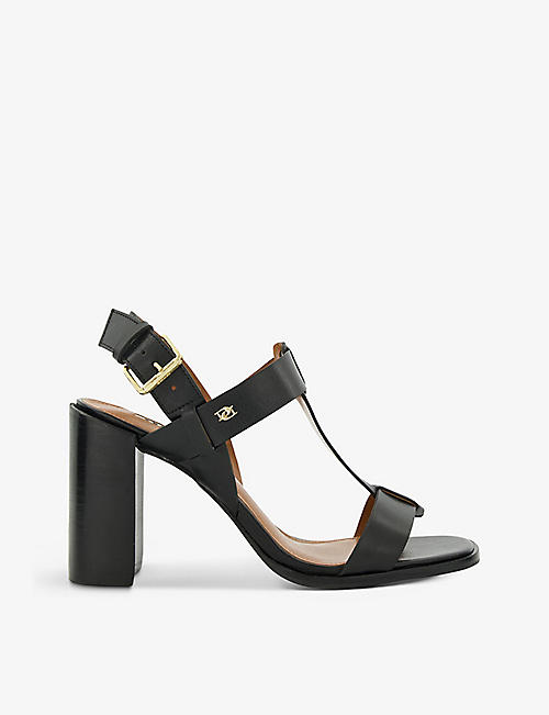 DUNE: Jacie T-bar block-heel leather sandals