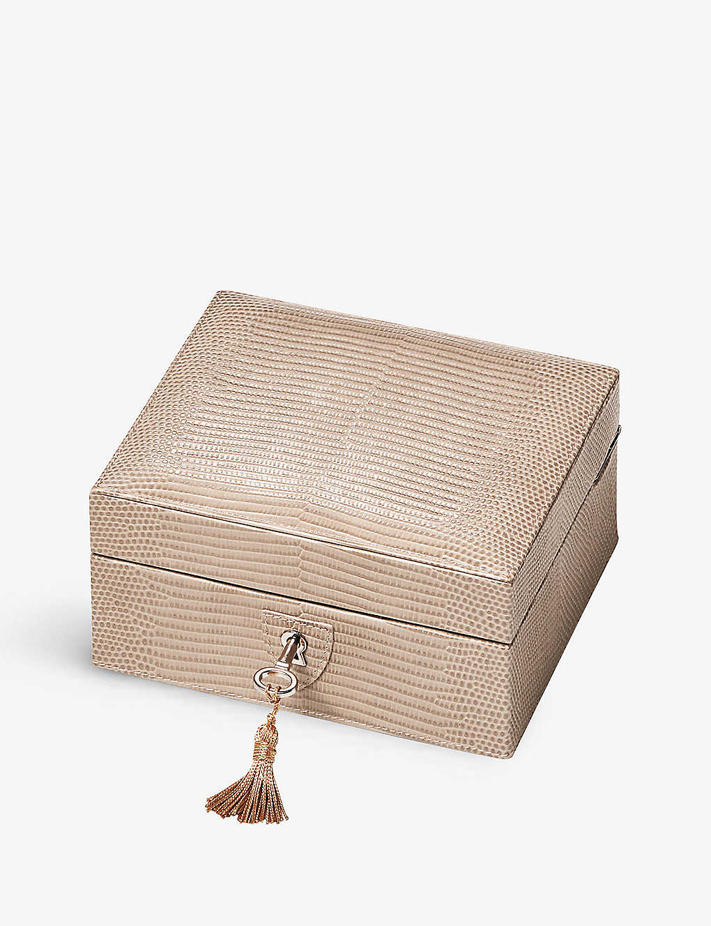 Aspinal Of London Womens Latte Bijou Lizard-embossed Leather Jewellery Box