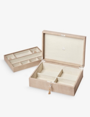 Shop Aspinal Of London Women's Latte Grande Luxe Leather Jewellery Box