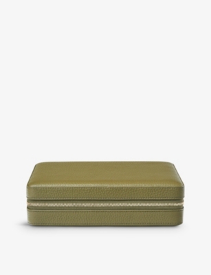 ASPINAL OF LONDON: Zip-around logo-embossed large&nbsp;leather travel jewellery case