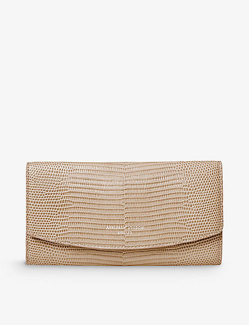 ASPINAL OF LONDON: Madison logo-print grained-leather purse