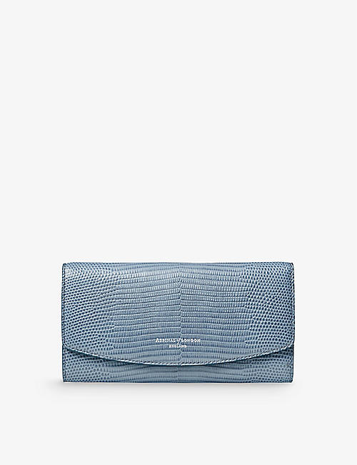 ASPINAL OF LONDON: Madison lizard-embossed leather purse