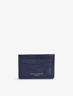 Aspinal Of London Womens Midnightblue Logo-embossed Leather Card Holder