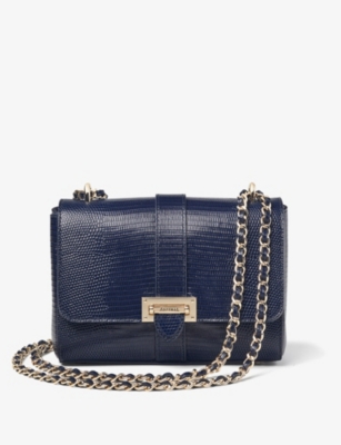 Aspinal of London Women's Mayfair Micro Lizard Bag - Midnight Blue