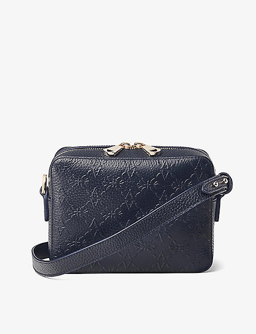 ASPINAL OF LONDON: Logo-embossed leather cross-body camera bag
