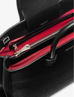 Aspinal Of London Womens Black Madison Branded Leather Tote Bag In Black