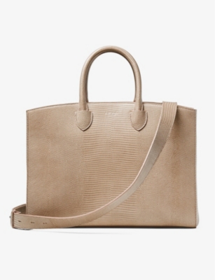 ASPINAL OF LONDON: Madison logo-print grained-leather tote bag