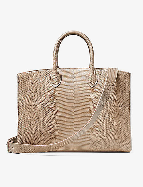 ASPINAL OF LONDON: Madison logo-print grained-leather tote bag