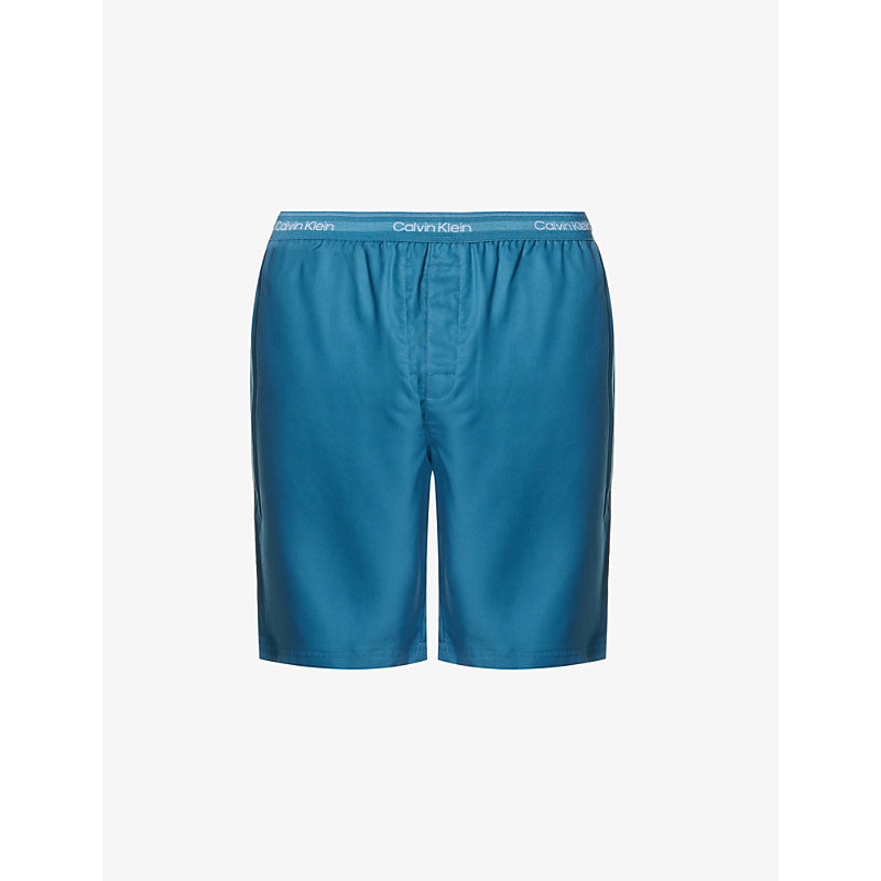 Calvin Klein Mens Midnight Branded-waistband Woven Pyjama Shorts