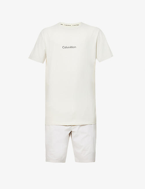 CALVIN KLEIN: Modern Structure logo-print cotton-blend pyjama set