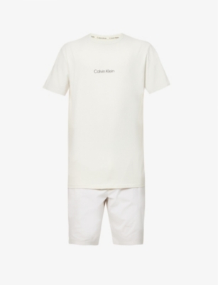 Calvin Klein Mens Svr Birch Modern Structure Logo-print Cotton-blend Pyjama Set