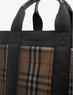 Burberry Mens Archive Beige Ormond Checked Cotton-blend Tote Bag | ModeSens