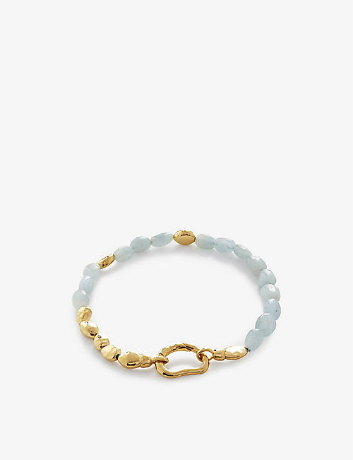 MONICA VINADER: Rio recycled 18ct yellow gold-plated vermeil sterling-silver and aquamarine beaded bracelet