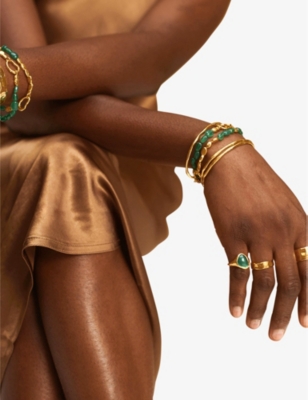 Monica Vinader Womens Gold Rio 18ct Yellow Gold-plated Vermeil Recycled Sterling Silver And Green On In Gold