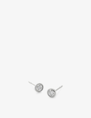 MONICA VINADER MONICA VINADER WOMEN'S SILVER ROUND STERLING-SILVER AND 0.16CT DIAMOND STUD EARRINGS,65396330