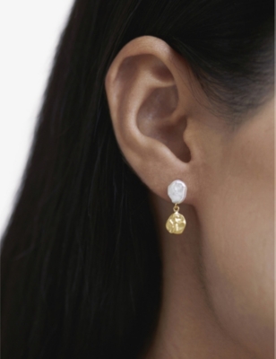 Monica Vinader Womens Gold Circular Drop 18ct Yellow Gold-plated Vermeil Recycled Sterling-silver An In Gold